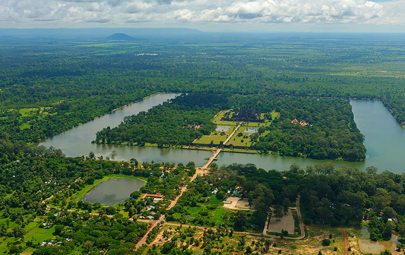 Aerial view of Angkor Wat in Cambodia